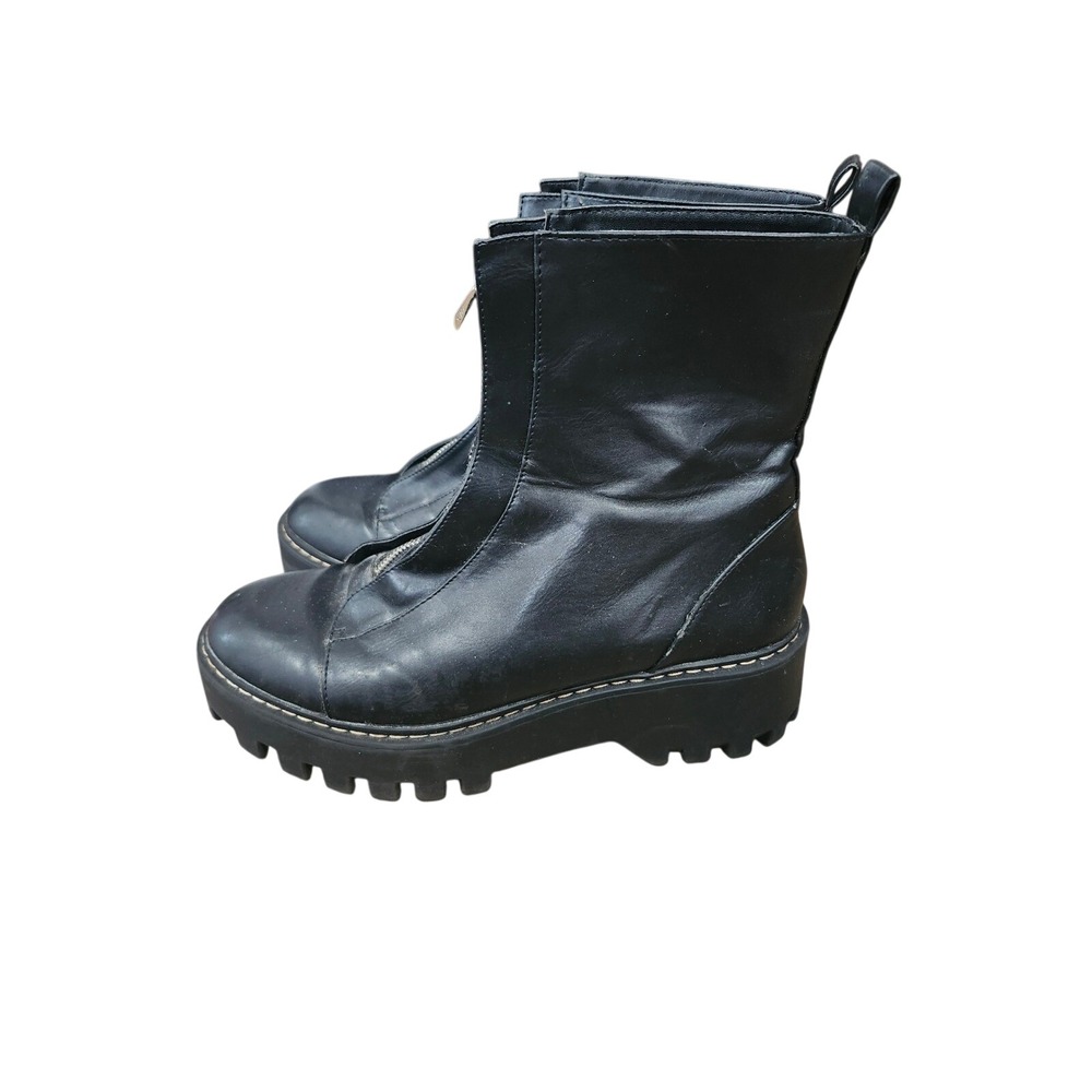 Zara Chunky Front Zip Platform Lug Sole Combat Boots Size EU 41 Grunge US 10